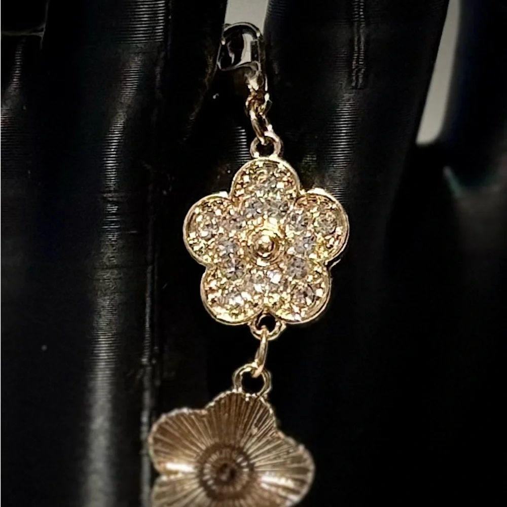 Gold Floral Bracelet with Rhinestones